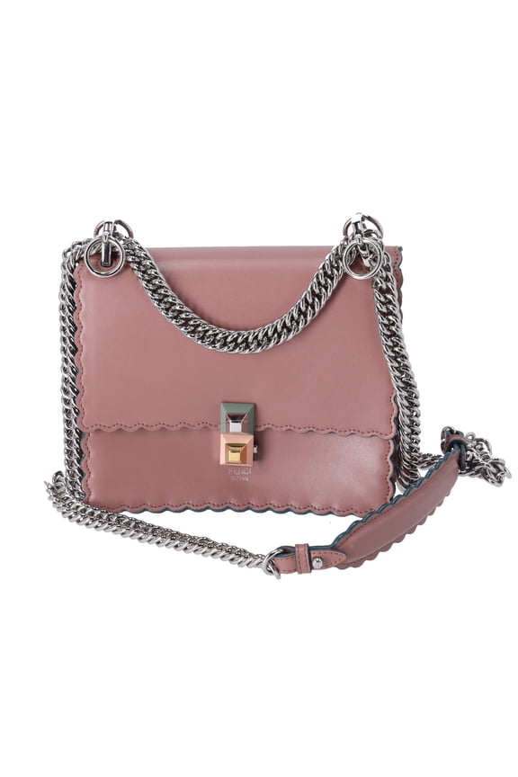 Pre-Owned FENDI Mini Kan I Shoulder Bag 8M0381 Pink Beige Calf Leather
