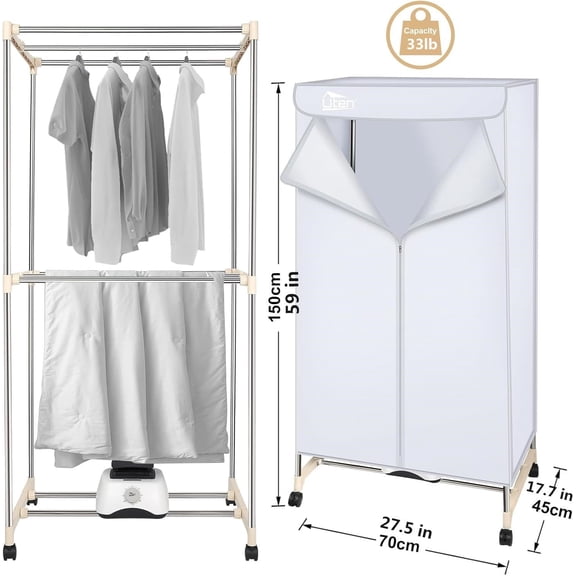 Clothes Dryer Machine, Laundry Drying Wardrobe with Timer, Electric Clothes Drying Rack and Dryer for Apartments, Home