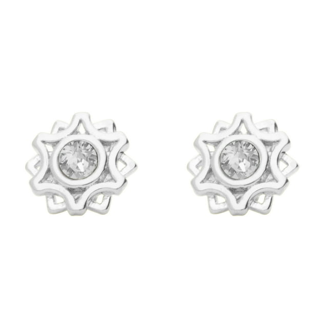 Arete para Mujer con Cristal Swarovski Solei– Bañado en Rodio– Arete Elegante y Brillante, Aretes de Mujer de Moda– Joyería para Mujer de Moda– Regalo especial Ortiz Espinosa Temporada