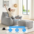 thumbnail image 5 of ZAFLY Oversized Bean Bag Chair for Adults, Faux Fur Large Comfy Chair with Footstool, Big Lazy Floor Sofa for Gaming - Light Gray, 5 of 8