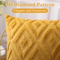 thumbnail image 3 of Soft Faux Fur Throw Pillow Covers 22x22 - Plush Short Wool Velvet Decorative Pillow Covers - Couch Sofa Pillow Covers for Living Room - with 3D Diamond Pattern - Set of 2 - Mustard Yellow, 3 of 5