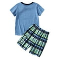 thumbnail image 4 of Trolimons Boy's Dinosaur Print Short Sleeve T Shirt Plaid Pattern Pocket Shorts Outfit Set, 4 of 7