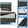 thumbnail image 5 of Modern Queen Size Floating Bed Frame with LED Lights and USB Charging, PU Upholstered Platform Bed, No Box Spring Needed, Easy to Assemble, Black, 5 of 9