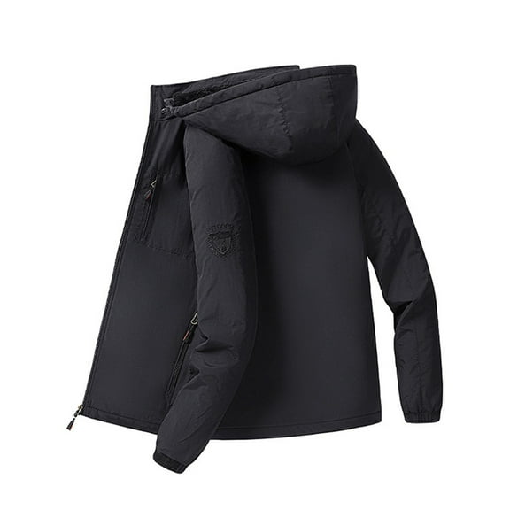 Xdegoge Mens Winter Thicken Coat Casual Oversize Keep Warm Coats Full Zip Drawstring Hooded Jacket with Pockets Waterproof Outdoor Jacket Fall Winter Thermal Outerwear M-5Xl