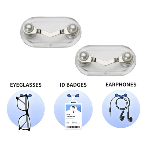 HHX 2Pcs Magnetic Eyeglass Holders Sunglasses Holder Glasses Holder ID Holder Badge Holder Compact and lightweight(Upgrade to the White Pearl Edition)