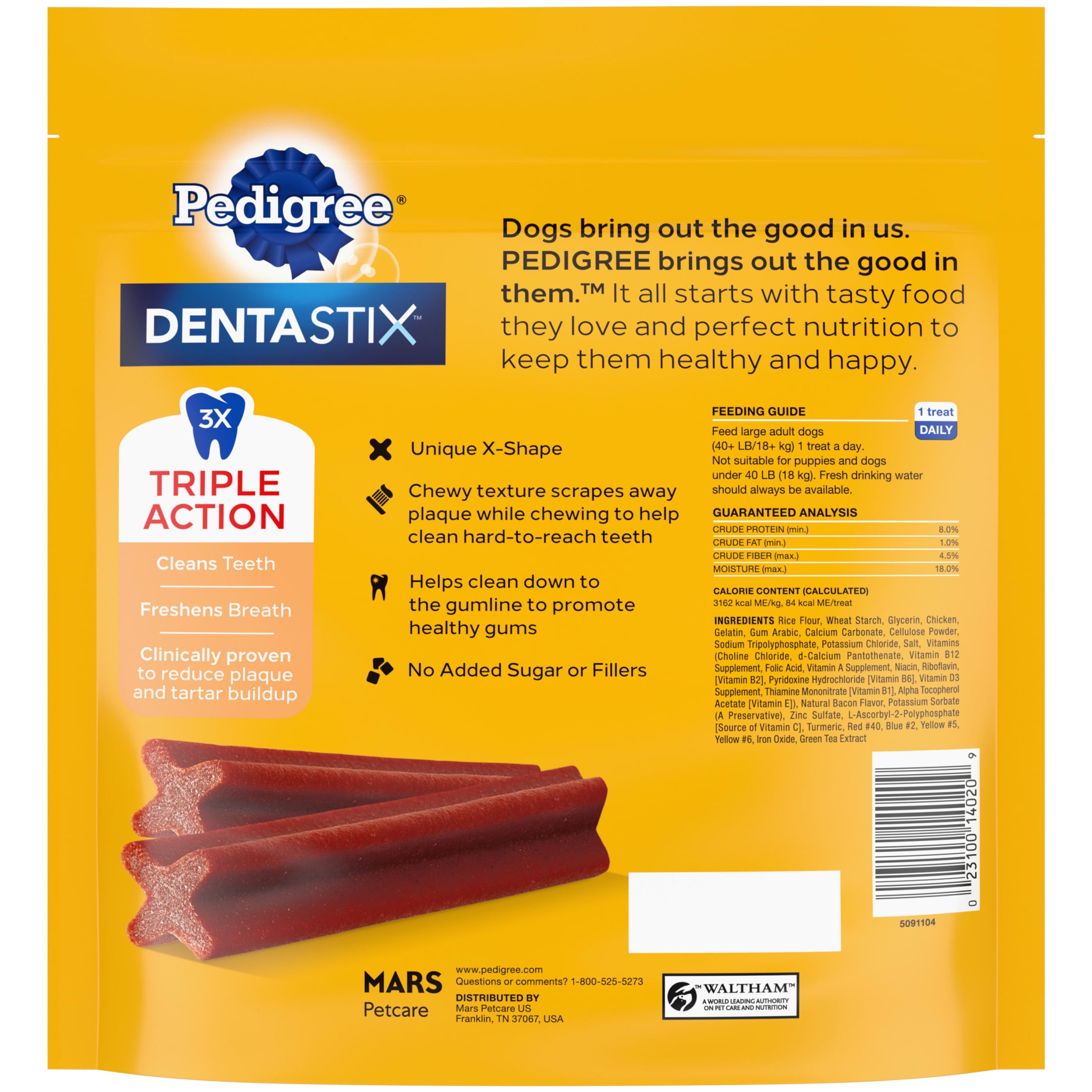 Pedigree Dentastix Dog Dental Treats, Bacon Flavor, Large Breed Dog Treats, 2.08 lb. Bag