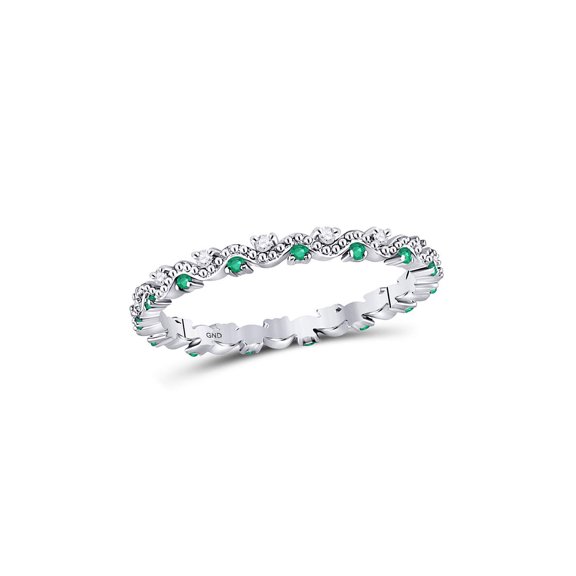 Diamond Princess 10kt White Gold Womens Round Emerald Diamond Eternity Stackable Band Ring 1/4 Cttw