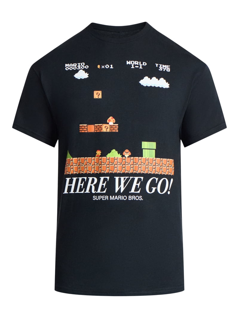 Nintendo Men's and Big Men's Mario Here We Go Graphic Tee, Sizes S
