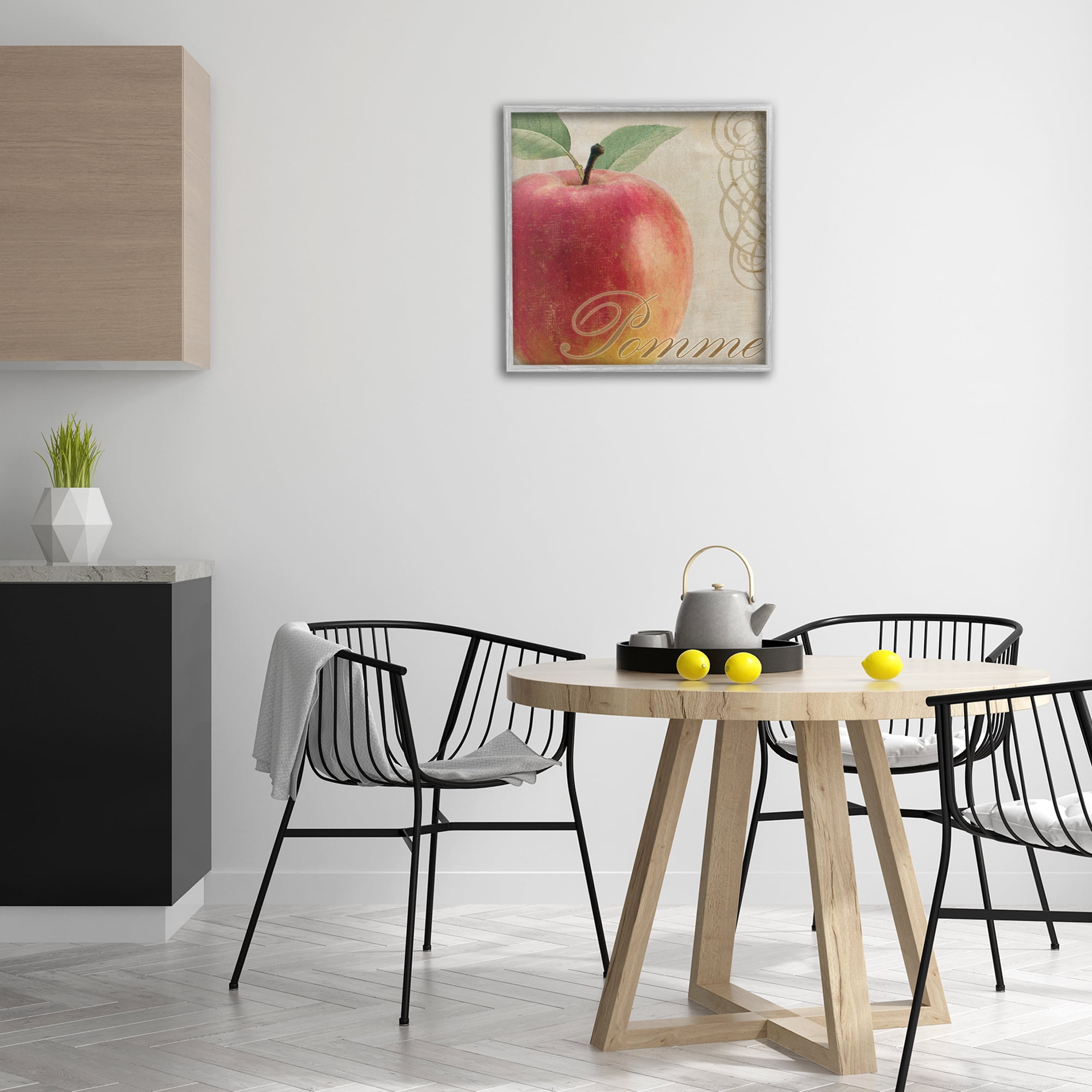 Stupell Industries Vintage French Apple Food & Beverage Painting Gray Framed Art Print Wall Art, 24 x 24
