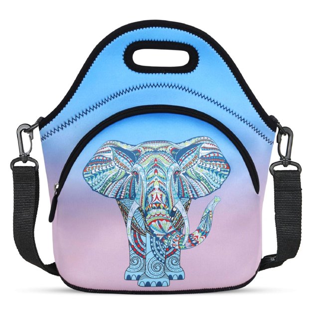 Violet Mist Neoprene Lunch Bags with Adjustable Shoulder Strap Large Insulated Lunch Totes Thermal Lunch Box Lunch Handbag Extra Pockets Waterproof Reusable Bento Bag Zipper for Work Picnic Travel