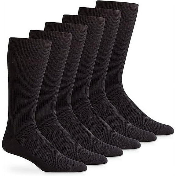 Jefferies Socks Mens Microfiber Nylon Ribbed Dress Crew Socks 6 Pair Pack