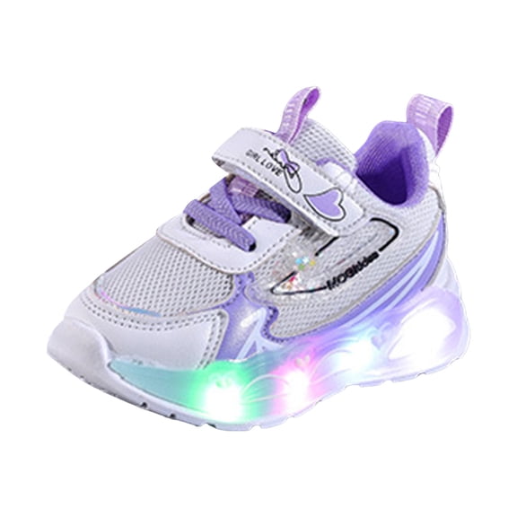Toddler Girls Light Up Tennis Shoes Kids Fashion LED Flashing Lightweight Mesh Slip On Sneakers
