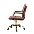 thumbnail image 5 of Modern Vegan Leather Home Office Task Chair Computer Desk Upholstered Tufted Mid Back Armrest Swivel Adjustable Workstation Brown, 5 of 11