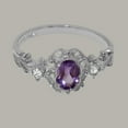 thumbnail image 6 of LBG British Made 9k White Gold Natural Amethyst & Cubic Zirconia Womens Engagement Ring - 33 size options - Size 9.75, 6 of 8
