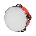 thumbnail image 2 of QAYOZ Wooden Tambourines for Adults Drum Bell Double Rows Handheld Drum Metal Percussion Musical Instrument Tambourine for Kids Party 6inch Red, 2 of 7