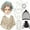 Type-27, variant on 12 Pcs 100th Day of School Old Lady Costume Old Grandma Costume, Women Beige Shawl Granny Wig with Pearl Necklace
