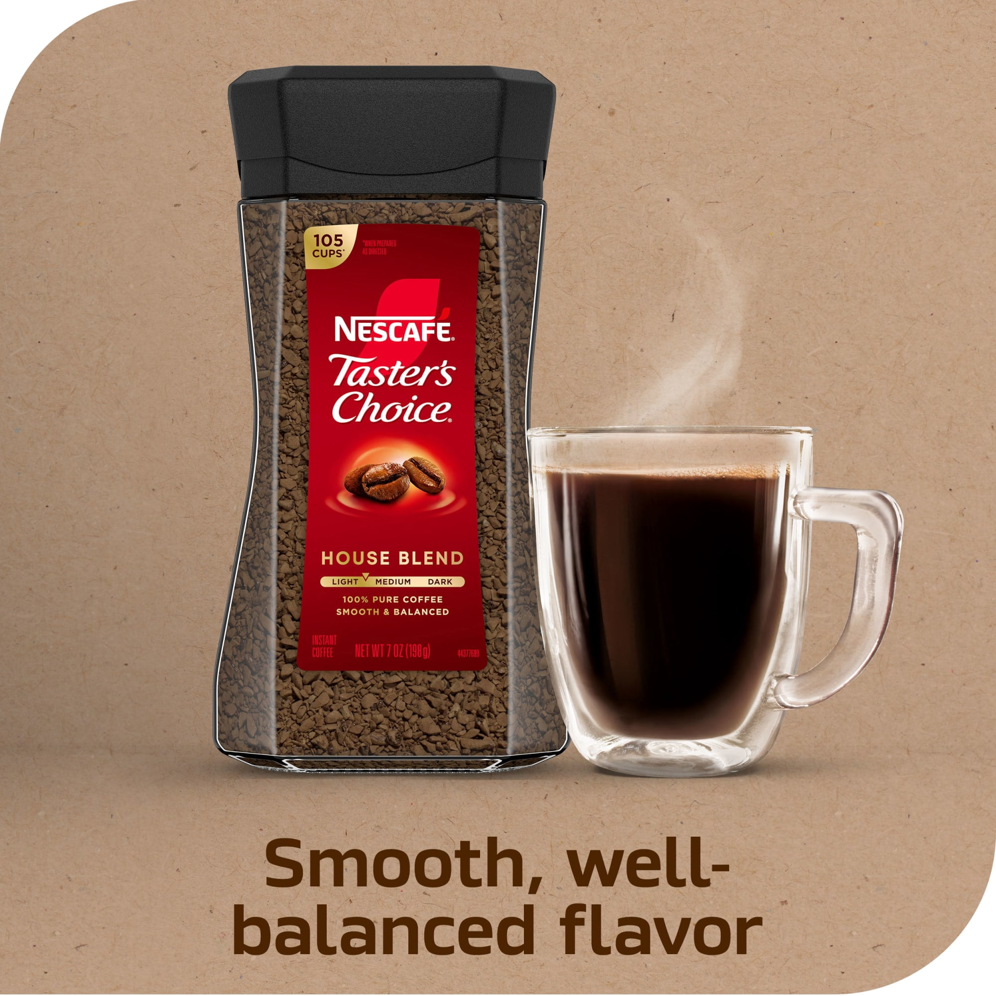 (2 pack) NESCAFÉ Taster's Choice House Blend, Light Medium Roast Instant Coffee, 7 oz, 1 Jar