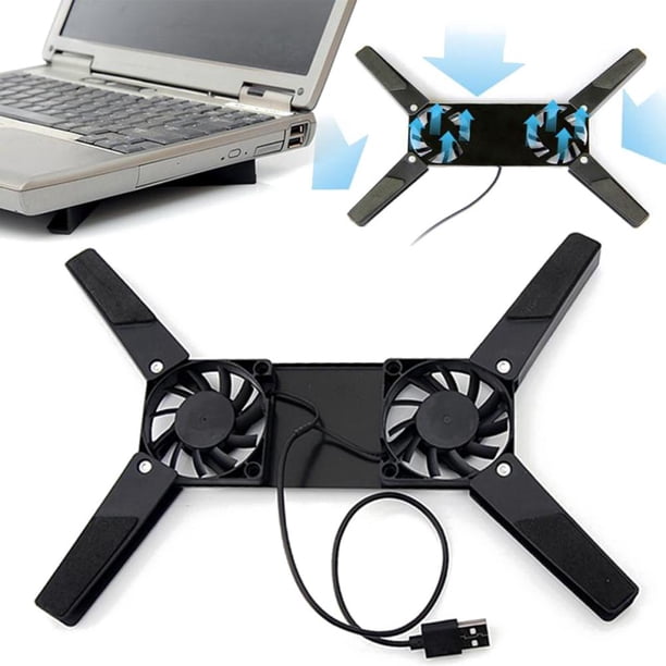 Enfriador de computadora portátil con 2 ventiladores, almohadilla de enfriamiento plegable alimentada por USB para PC portátil