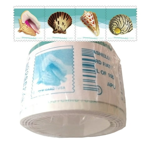 POSTCARD Postage Stamps Seashells 1 Coil of 100 USPS First Class Forever Sand Sun Beach Fun Ocean (100 Stamps)