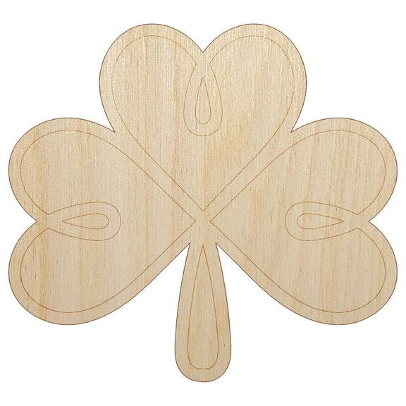 Three Leaf Clover Shamrock Tribal Celtic Knot Wood Shape Unfinished Piece Cutout Craft DIY Projects - 4.70 Inch Size - 1/8 Inch Thick