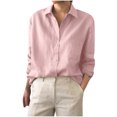 thumbnail image 1 of Blouse en Polyester à Manches Longues Couleur Unie Réversible Nature Légère Tailles Multiples pour Femmes (Rose, m), 1 of 5