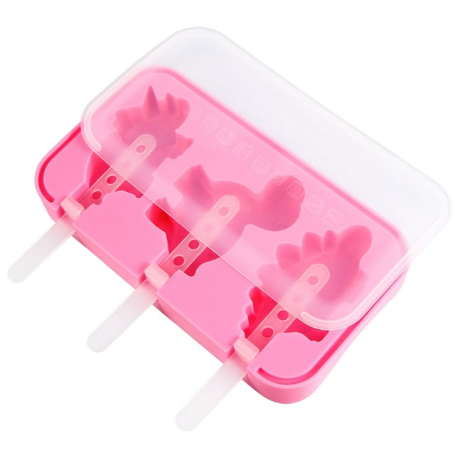 Lindo Dinosaurio Hogar Helado Silicona Moldes 3 Ranuras Antiadherente Moldes De Silicona De Grado Alimenticio Methold HA028405-03