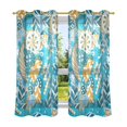 Ethnic Abstract Curved Semi Sheer Curtains 2 Panels Faux Linen Voile