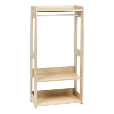 Seatpost Rack - IRIS USA, Compact Wooden Garment Rack with Shelves, Natural