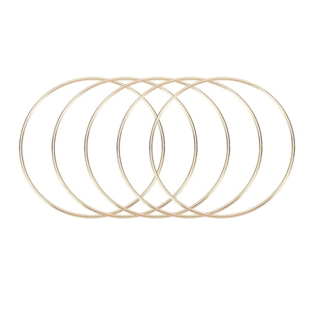 Uxcell 5 Pcs Dream Catcher Rings,Metal Crafts Hoops Floral Hoop 5 Inch Macrame Hoops Rings for DIY Crafts Wreath Making Supplies Plant Hangers,Gold