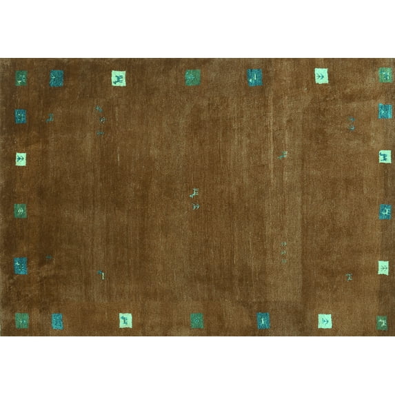 Ahgly Company Indoor Rectangle Abstract Turquoise Blue Contemporary Area Rugs, 8' x 10'