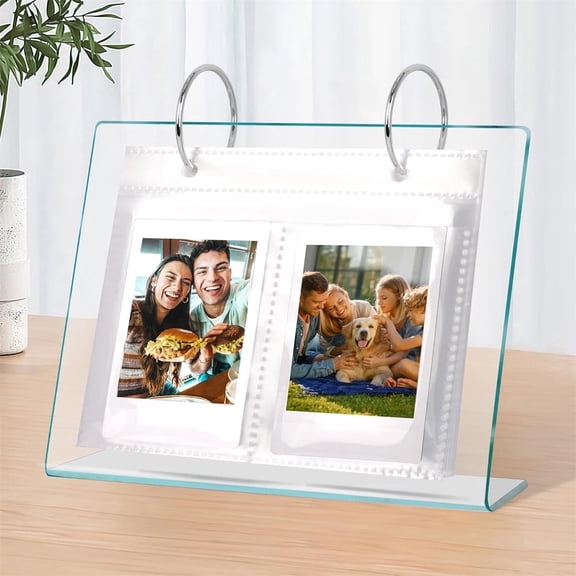 Tutuviw 68 Pockets Acrylic Photo Album Holds,Desktop Standing Photo Album,Tabletop Picture Display,Nail Art Decals organizing Album,Home/Office Desk Ornaments Flip Photo Frame 2x3" On Stand