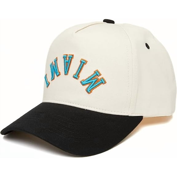 Miami Embroidered Hat, Adjustable Baseball Cap with Stylish Arched Lettering, Trendy Unisex Hat for Sports, Travel, Concerts and Everyday Outfits, Comfortable Curved Brim Cap for Any Occasion