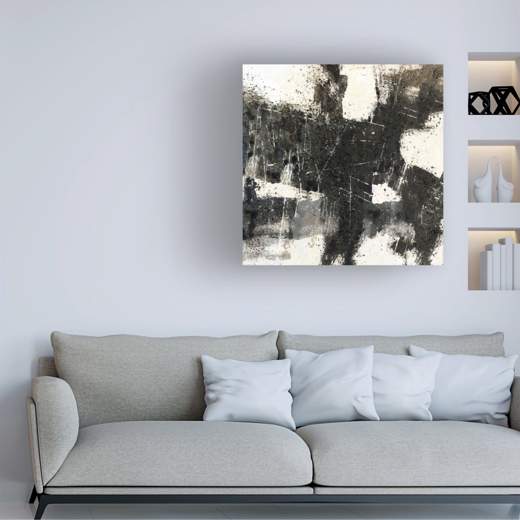 Canvas Wall Art - Marta Wiley 'Abstract Black and White' Wall Art for Living Room, Bedroom, or Office Décor by Trademark Fine Art - 35 x 35 Inches