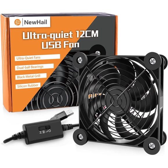 shiyou-1Pack Quiet 120mm USB Fan Dual-Ball Bearings, USB Fan 5V, with L/M/H 3-Degree Speed Controller High Airflow Cooling Fan for Router Modem Receiver DVR PlayStation Xbox TV Box