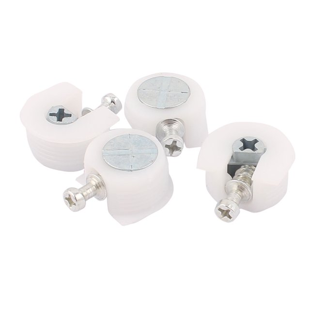 Soporte de estante de plástico blanco para cajones de muebles, tornillo, clavija de soporte, 4 piezas