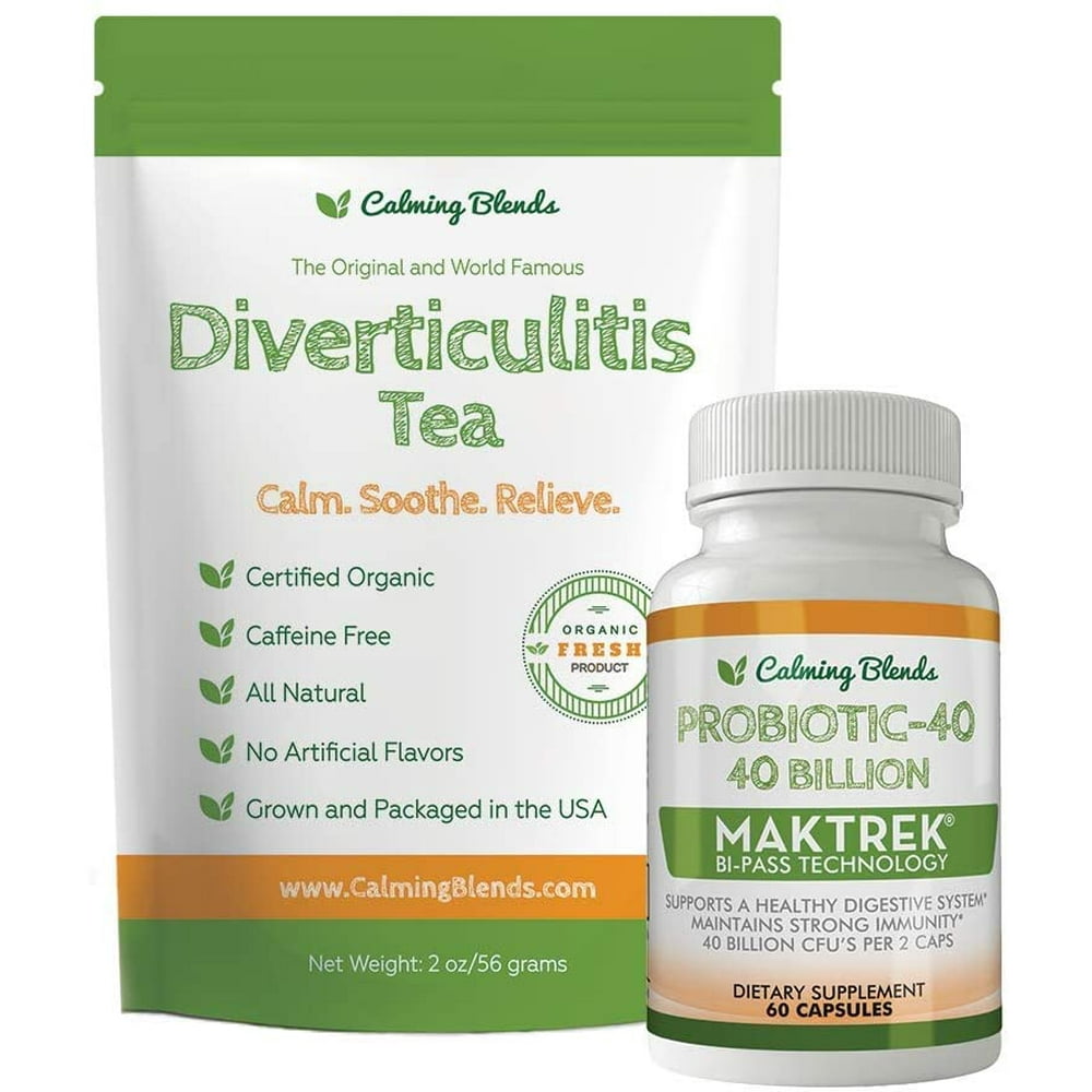 Calming Blends Diverticulitis Tea and Probiotic (40 Billion CFU per