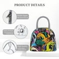 thumbnail image 4 of Horeoi Colorful Pug Pattern Large Insulated Lunch Bag for Work, School, Picnic - Waterproof, Durable Oxford Cloth, Comfortable Handle-Light Grey, 4 of 9