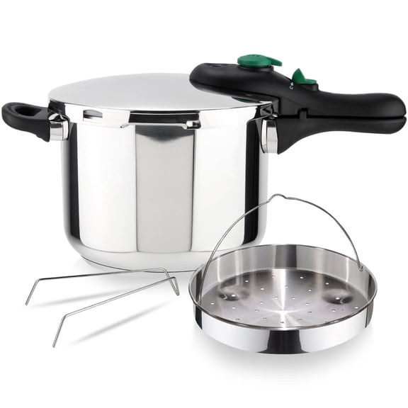 MAGEFESA DYNAMIC 6.3-Quart Stainless Steel Stovetop Pressure Cooker with Steam Basket