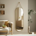thumbnail image 5 of BEAUTYPEAK 48" x 16" Full Length Mirror Oval Hanging Wall Mirror with Leather Strap,Gold, 5 of 15