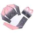 thumbnail image 5 of Conjunto de mallas de gimnasio para mujer, ropa deportiva de entrenamiento de cintura alta, traje de yoga, chándal de dos piezas acanalado gradual sin costuras, 5 of 5