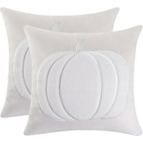 Tosleo Halloween Throw Pillow Covers 18x18 Set of 2 White Pumpkin Embroidered Pillow Cases Holiday Thanksgiving Velvet Cushion Covers for Couch Sofa Bed