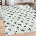 thumbnail image 1 of Fleur De Lis Decorative Rug, Repeated Abstract Floral Old Antique Royal Forms in Checkered Effect, Quality Carpet for Bedroom Dorm and Living Room, 6 Sizes, Petrol Blue, by Ambesonne, 1 of 4