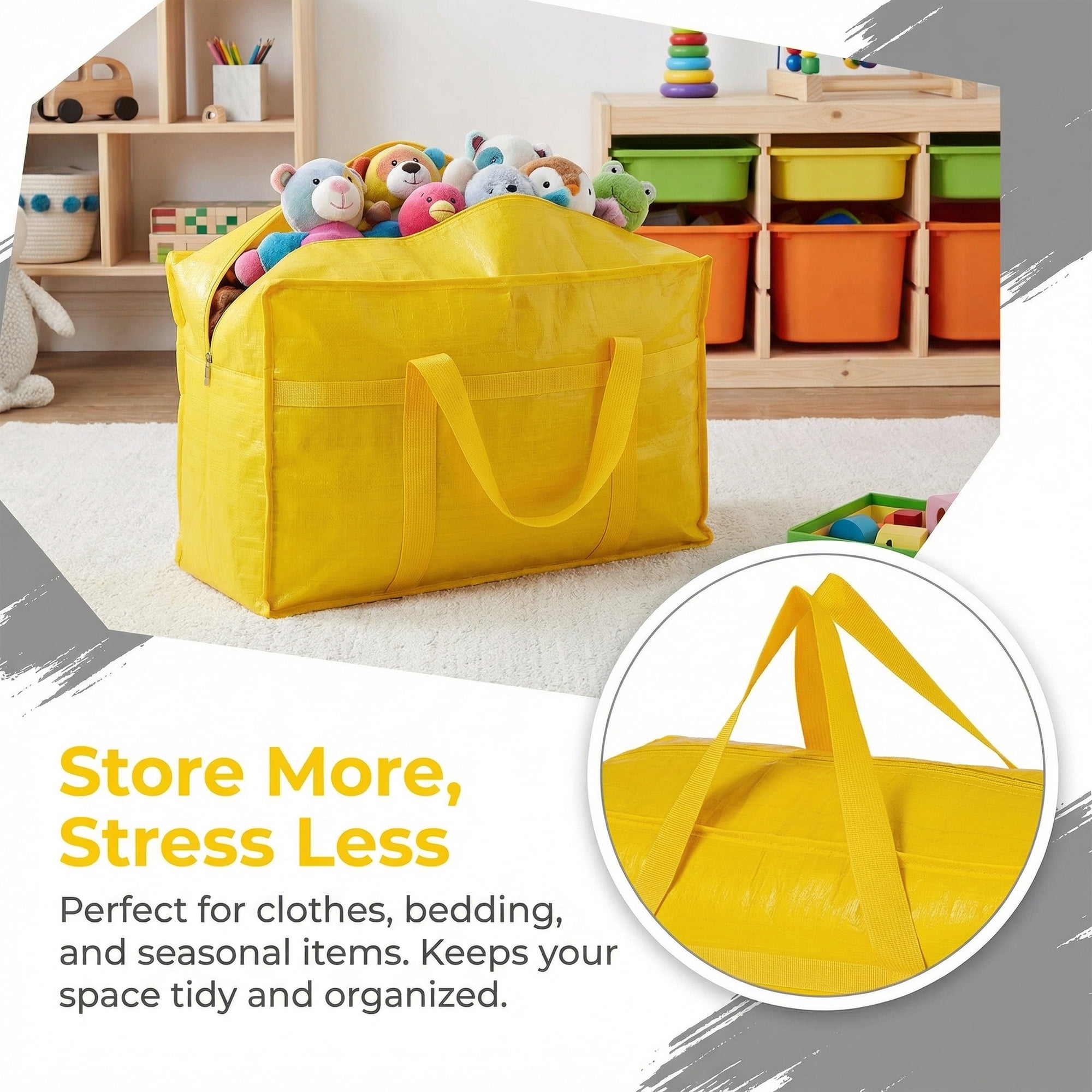 Unique Bargains Clothes Storage Bags for Organizing Clothing Yellow 39.4"x11.8"x22.8"
