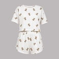 thumbnail image 5 of Fengactive Womens Cherry Print Lounge Set Pointelle Top and Elastic Shorts Summer Sleepwear, 5 of 5