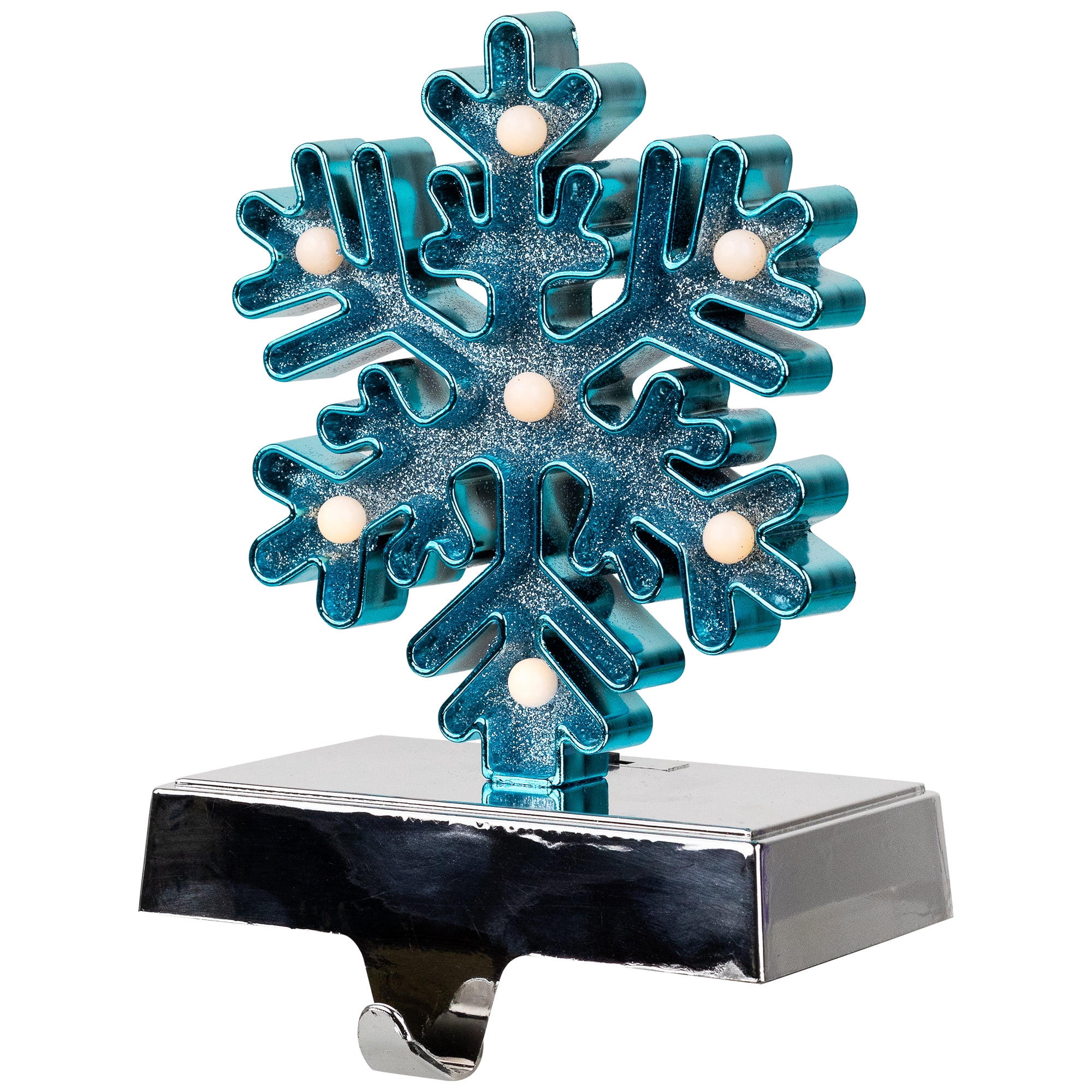 Northlight LED Lighted Glittered Snowflake Christmas Stocking Holder - 6.5" - Blue