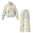 thumbnail image 4 of SCRAWLGOD Easter Egg Floral Chick Print White Women's 2 Piece Outfits Casual Turtleneck Pullover Sweatshirts and Wide Leg Pants with Side Pockets Trendy Cozy Tracksuit Sets, M, 4 of 7