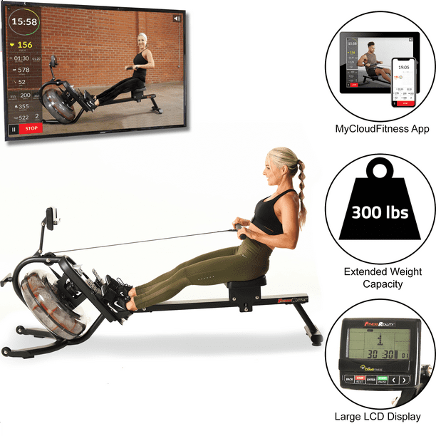 Fitness Reality 3000WR Water Rower Rowing Machine with HIIT Workout