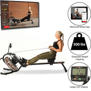 Fitness Reality 3000WR Water Rower Rowing Machine with HIIT Workout, 300 lbs weight capacity