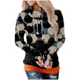 thumbnail image 1 of Chandail en Molleton Chat Citrouille Pull Col Rond Halloween pour Femmes Manches Longues Décontracté Ample, 1 of 4
