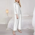 thumbnail image 4 of Disketp Pajamas Set Long Sleeve Sleepwear Womens Button Down Nightwear Pj Sets-White, 4 of 9
